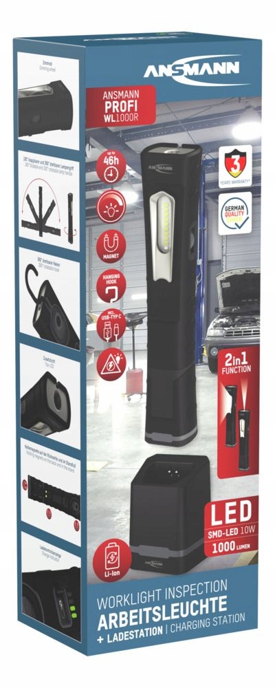 Dielenská lampa Ansmann WL1000R1000lm aku