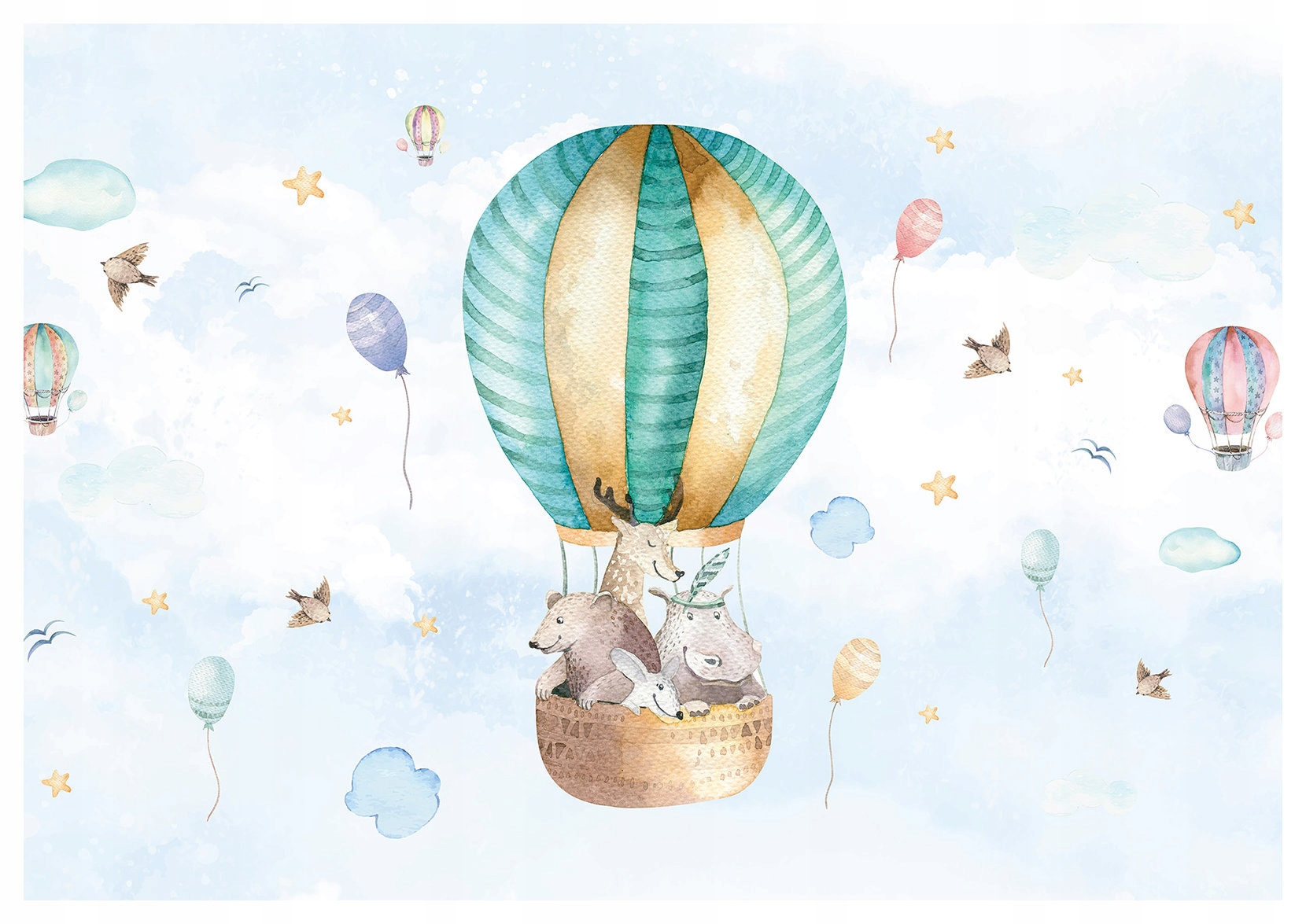 Fototapeta Zvířata Balóny Mraky do dětského pokoje 254x184 lepidlo