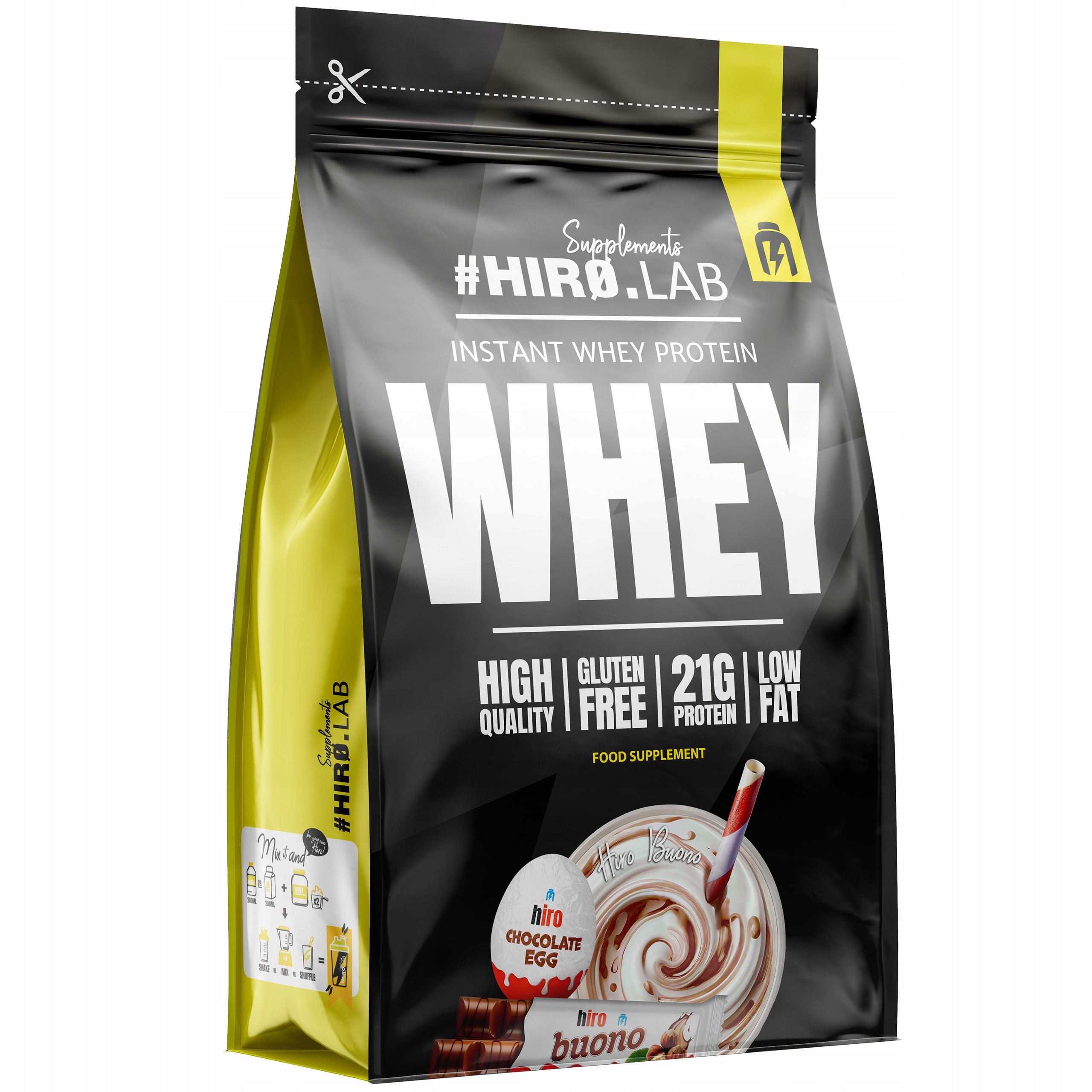 Syrovátkový Protein Wpc Hiro.lab 750 g Čokoláda Ořech Doplněk Stravy Prášek