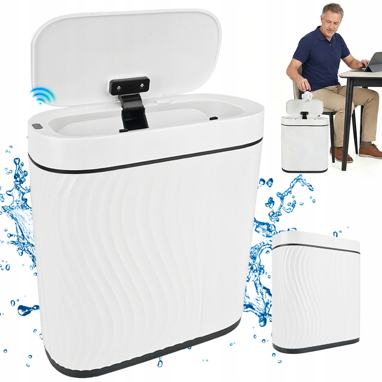 Odpadkový Koš S Automatickým Otevíráním 8 L, Bezdotykový, Bílý, Do Kuchyně