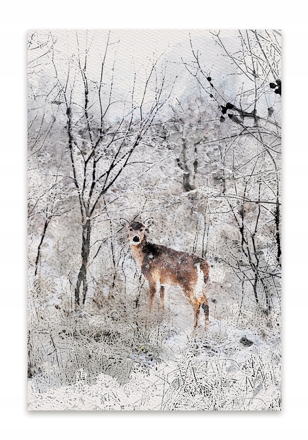 

Plakat Łania I Las grafika akwarela 40x60 natura