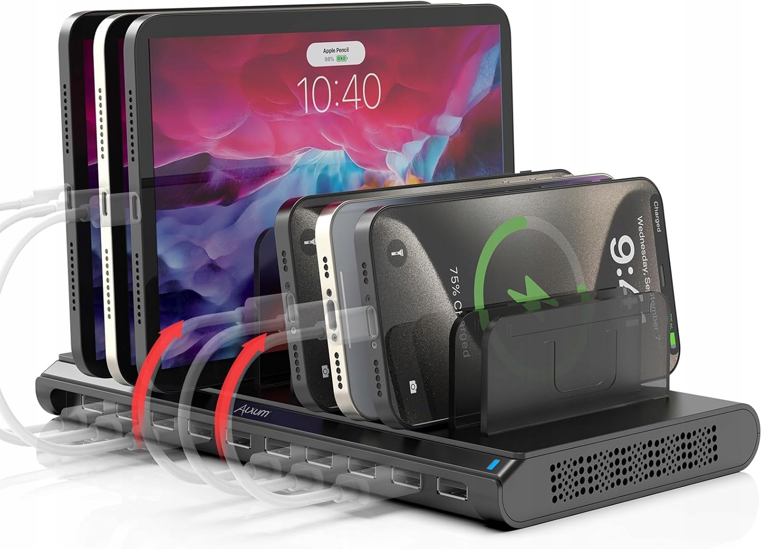 Dokovacia Nabíjacia Stanica 10W1 60W Ultra Alxum Rýchla Nabíjačka 10-PORTOVÁ