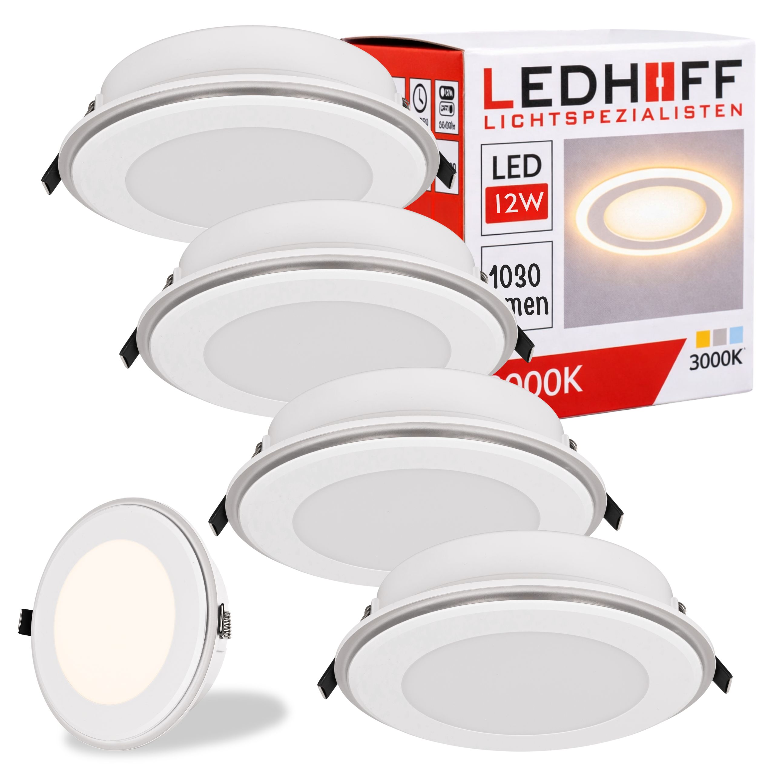 Led zapuštěné svítidlo Stropní svítidlo 4x Spot Teplé světlo 3000K Výkonná 12W