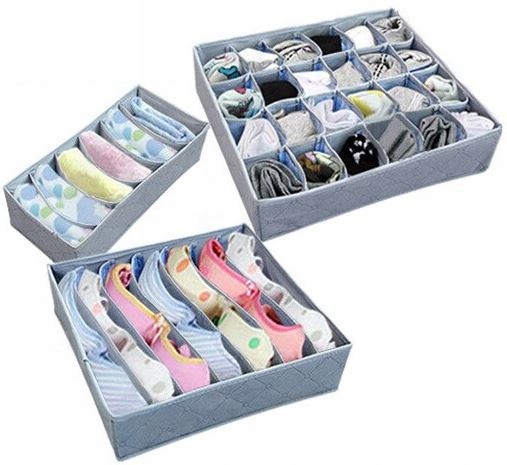 ORGANIZER NA BIELIZNĘ DO SZUFLADY SZAFY SZARY Liczba sztuk 1 szt.