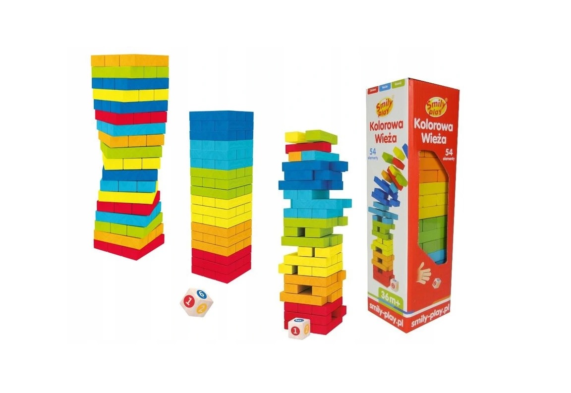 

Smily Play Kolorowa wieża drewniana gra klocki