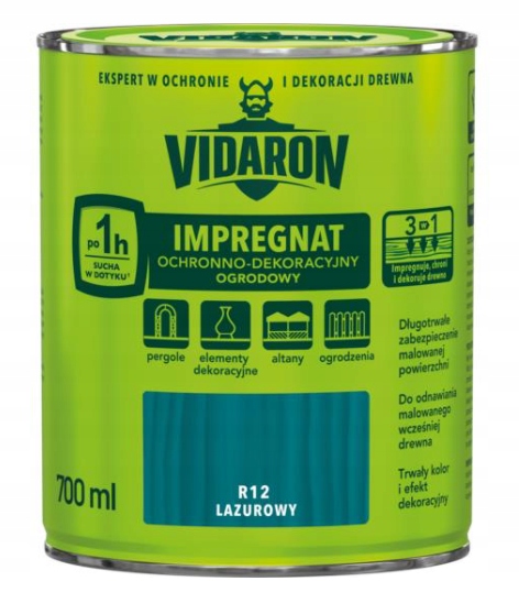 VIDARON IMPREGNAT OGRODOWY R12 0,7L LAZUR ŚNIEŻKA