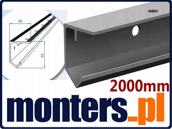 Prowadnica SATURN ALU do drzwi przesuwnych 2000mm Marka Valcomp