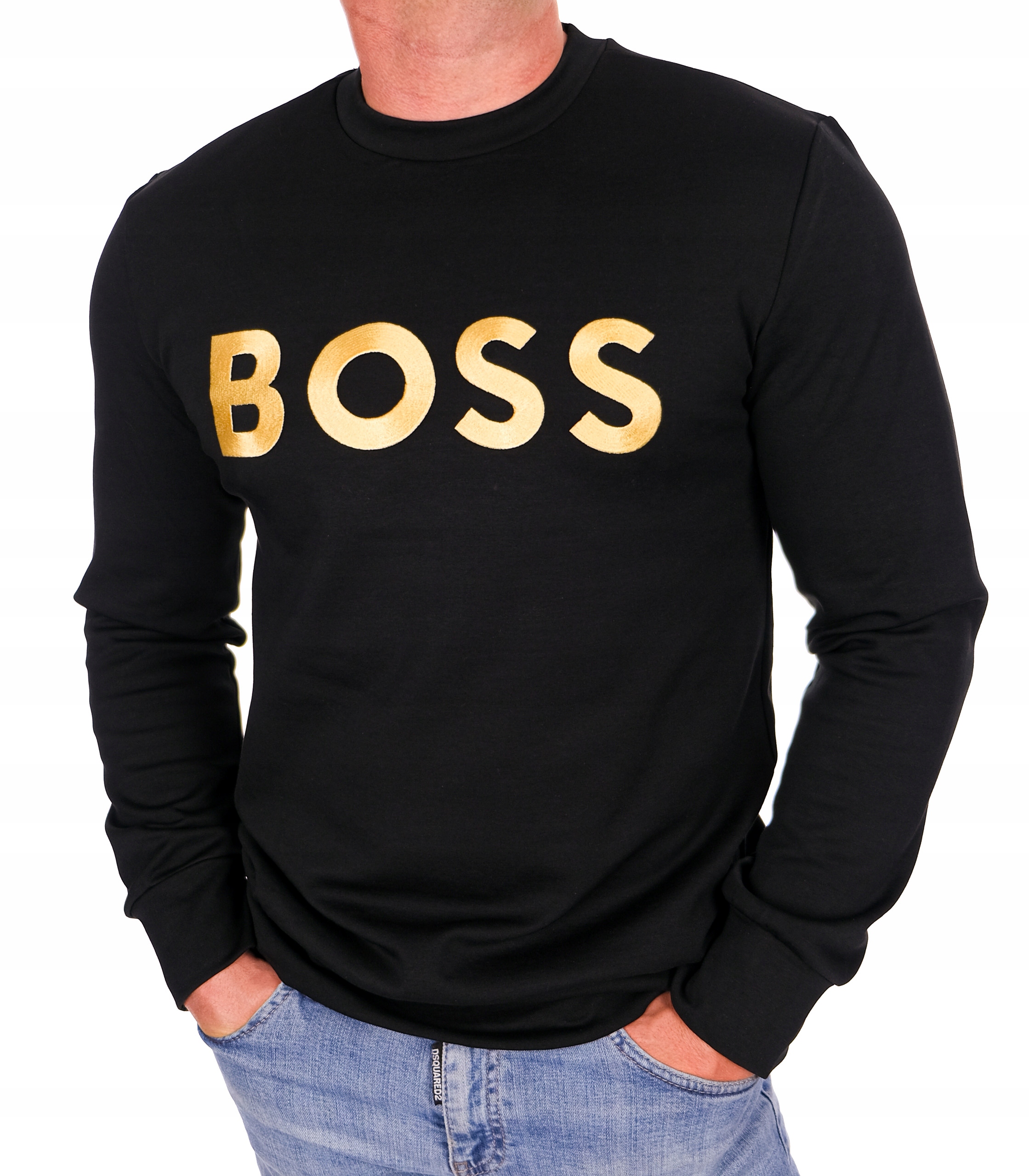 Bluza Hugo Boss Salbo 1 Złote Haftowane Logo Ekskluzywna Bez Kaptura L