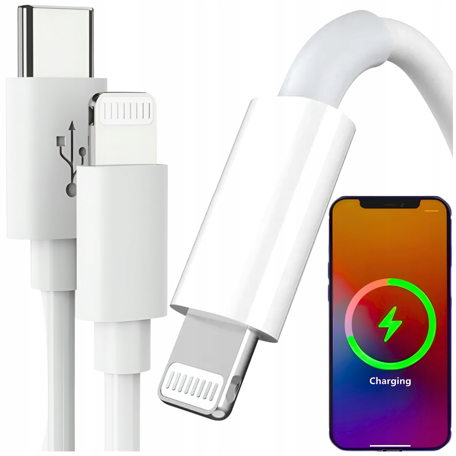 Kabel Usb-c Lightning Pd 20W 3A Do Iphone 11 12 13 14 2M Szybkie Ładowanie-Zdjęcie-0