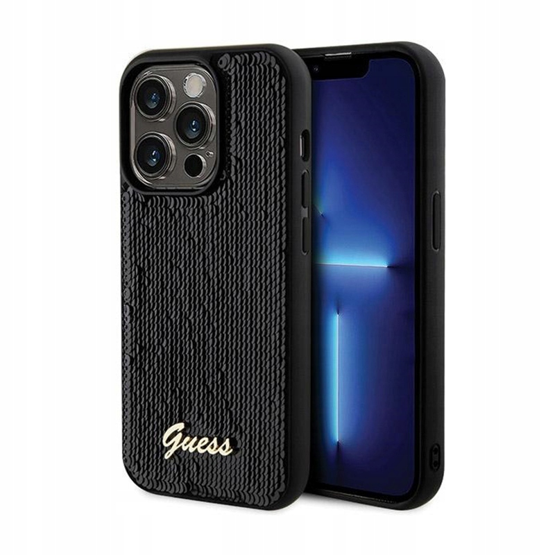 Guess Sequin Script Metal – Pouzdro pro iPhone 13 Pro (černé)
