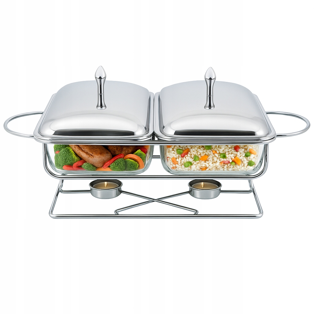 Naczynia Szklane Na Podgrzewaczu Komplet Talerze Szklane Prostokątne 2x1.5L