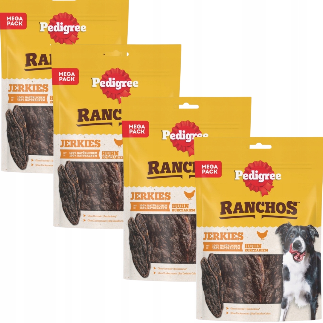 Levně Pedigree Ranchos Jerkies pamlsky pro psy s kuřecím masem 180 g x 4 ks