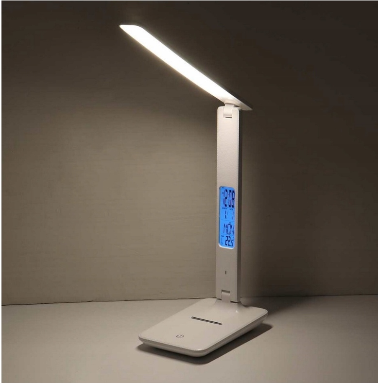 LAMPKA LED BIURKOWA WYŚWIETLACZ LCD SZKOLNA BIURKO Kolor biały