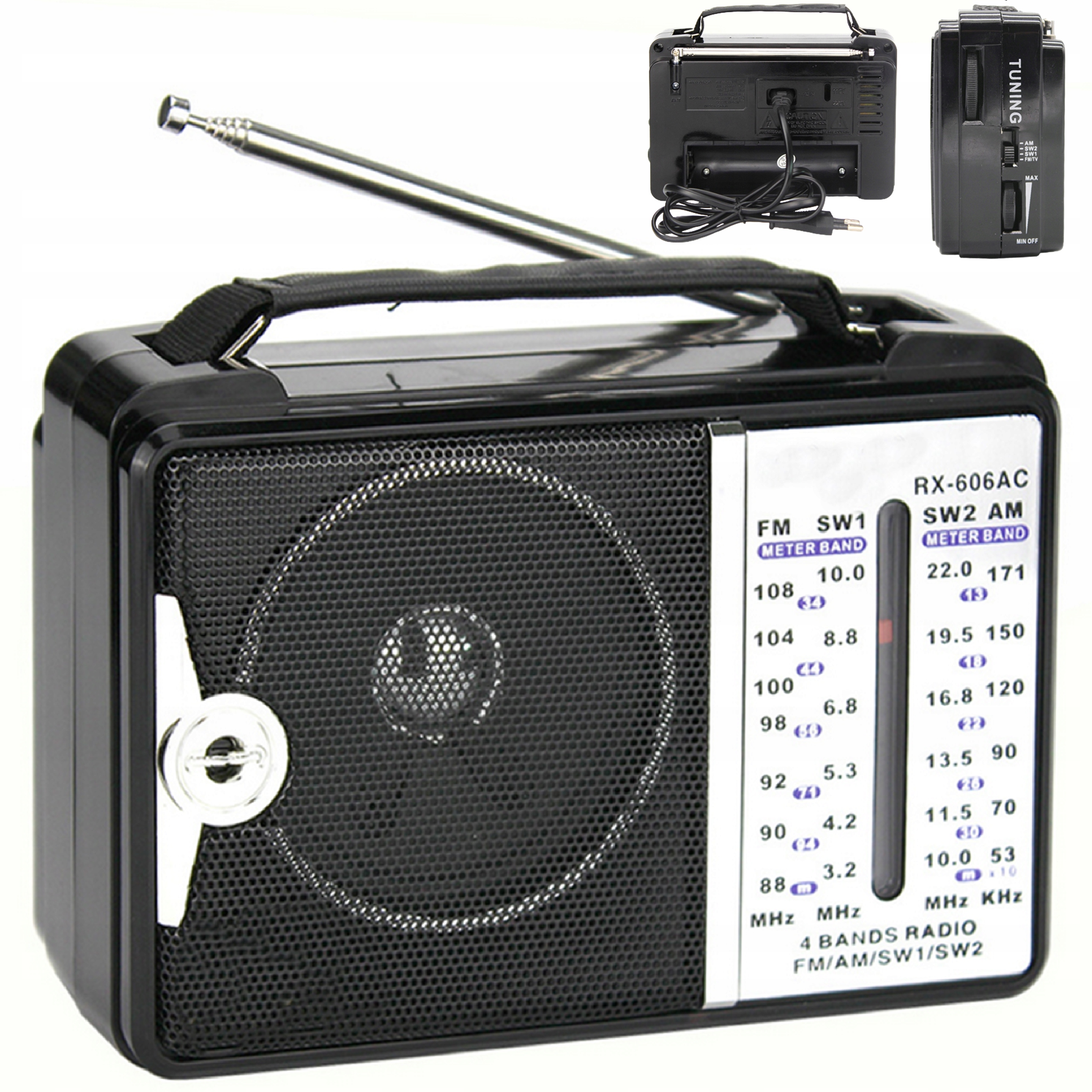 RADIO SIECIOWE PRZENOŚNE TURYSTYCZNE FM AM SW Z UCHWYTEM NA BIWAK CAMPING