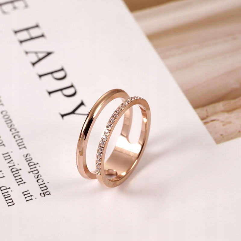 

Pierścionek podwójny Rose Gold Double cyrkonie
