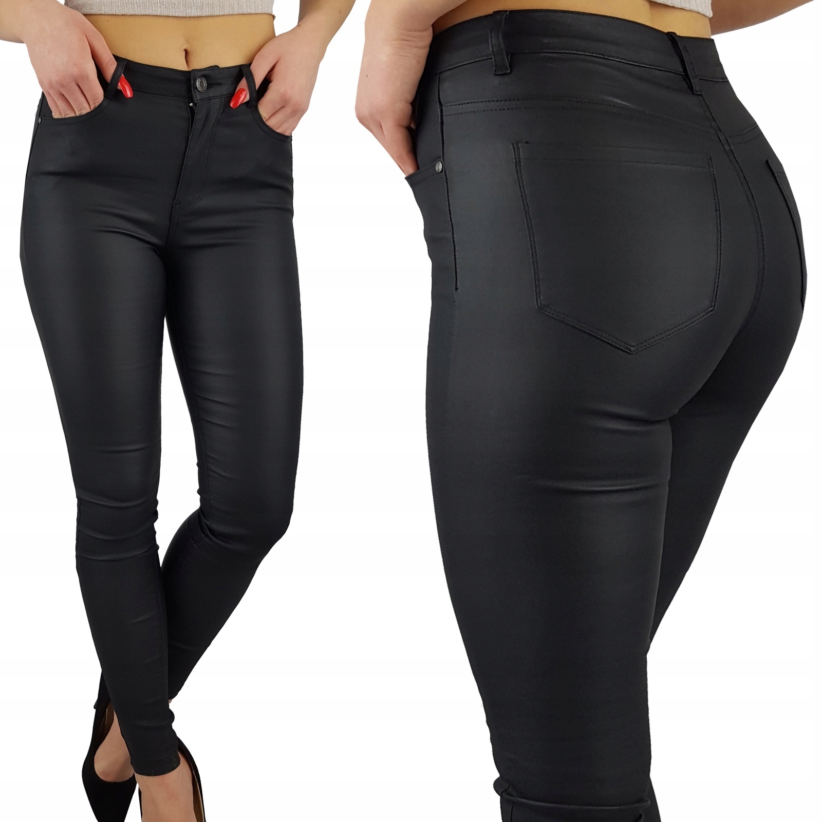 #modelovací Kalhoty Z Voskované Kůže Černé Matné#