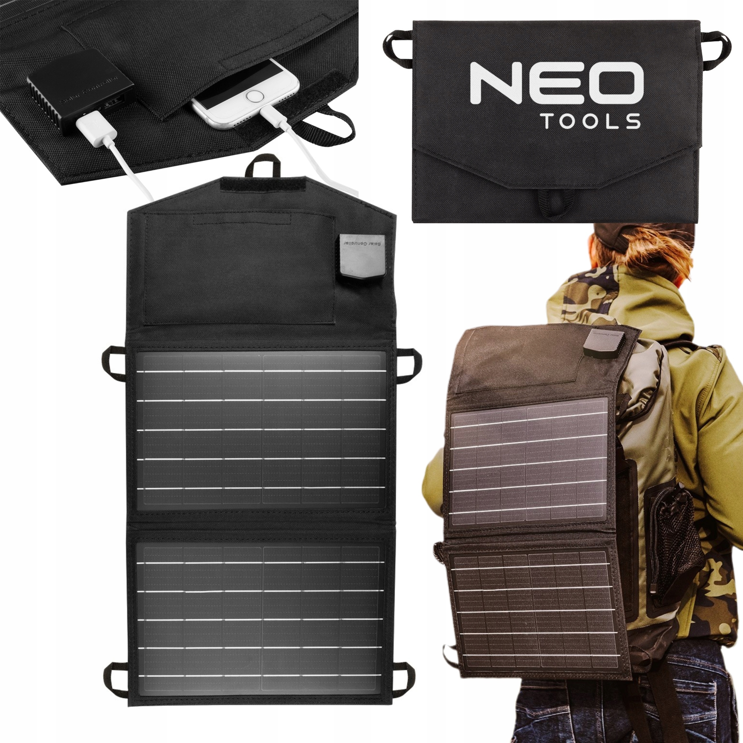 Neo Turistická Solární Nabíječka Solární Panel 15W 2x Usb Pro Telefon