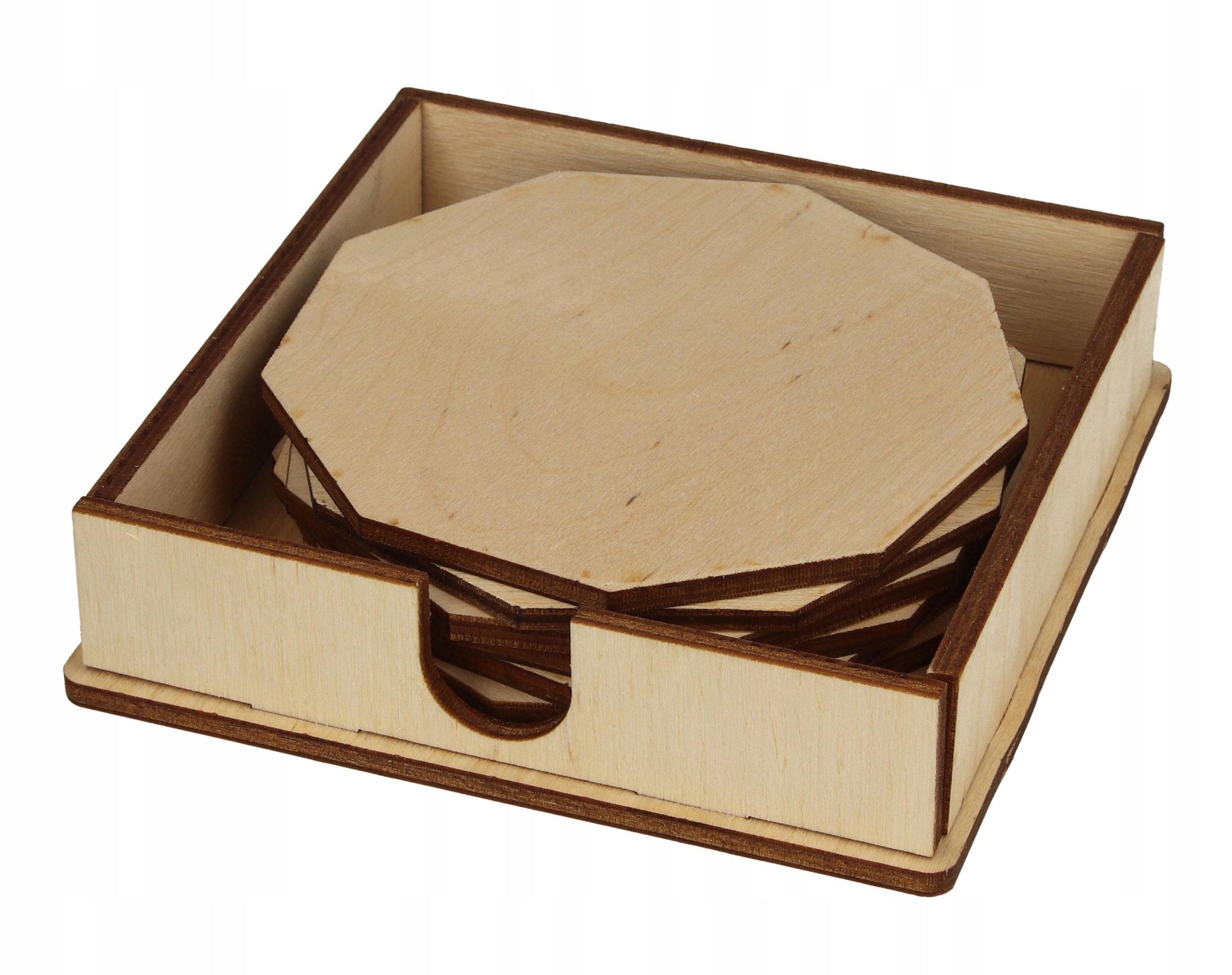

Drewniane Podkładki Pod Kubek Pudełko 10cm 6 Szt