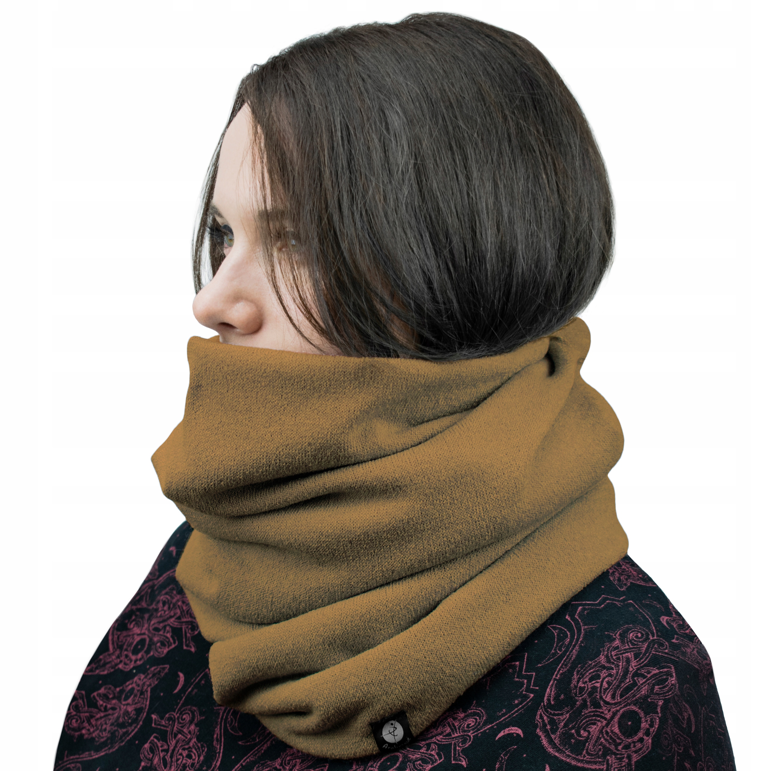 

Damski Komin Szal Na Zimę Ciepły Brązowy Rozm. S