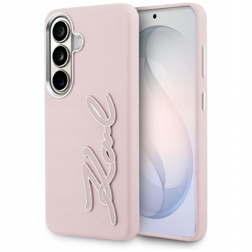Karl Lagerfeld Grained Signature Metal Resin Logo pouzdro pro Samsung S26, růžové