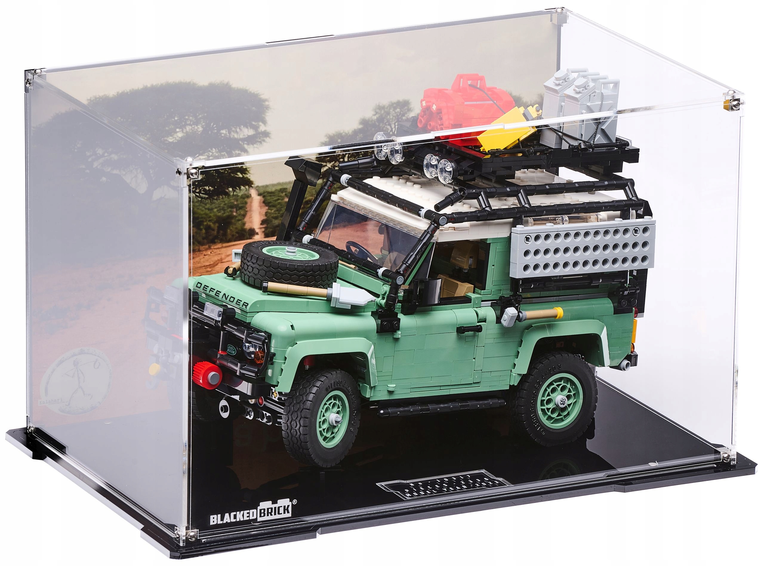 Vitrína s pozadím Blacked Brick pre Lego 10317 Icons Land Rover Defender 90