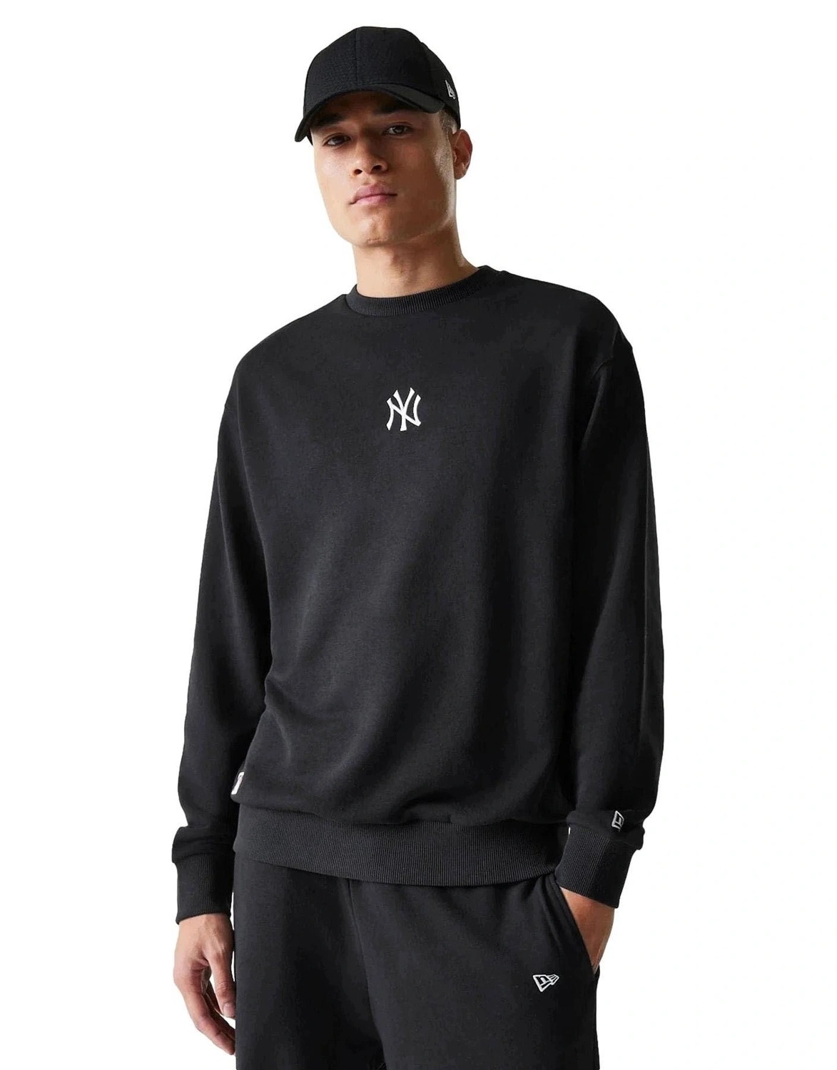 pánská mikina bez kapuce New Era fleece Ny New York Yankees černá oversize