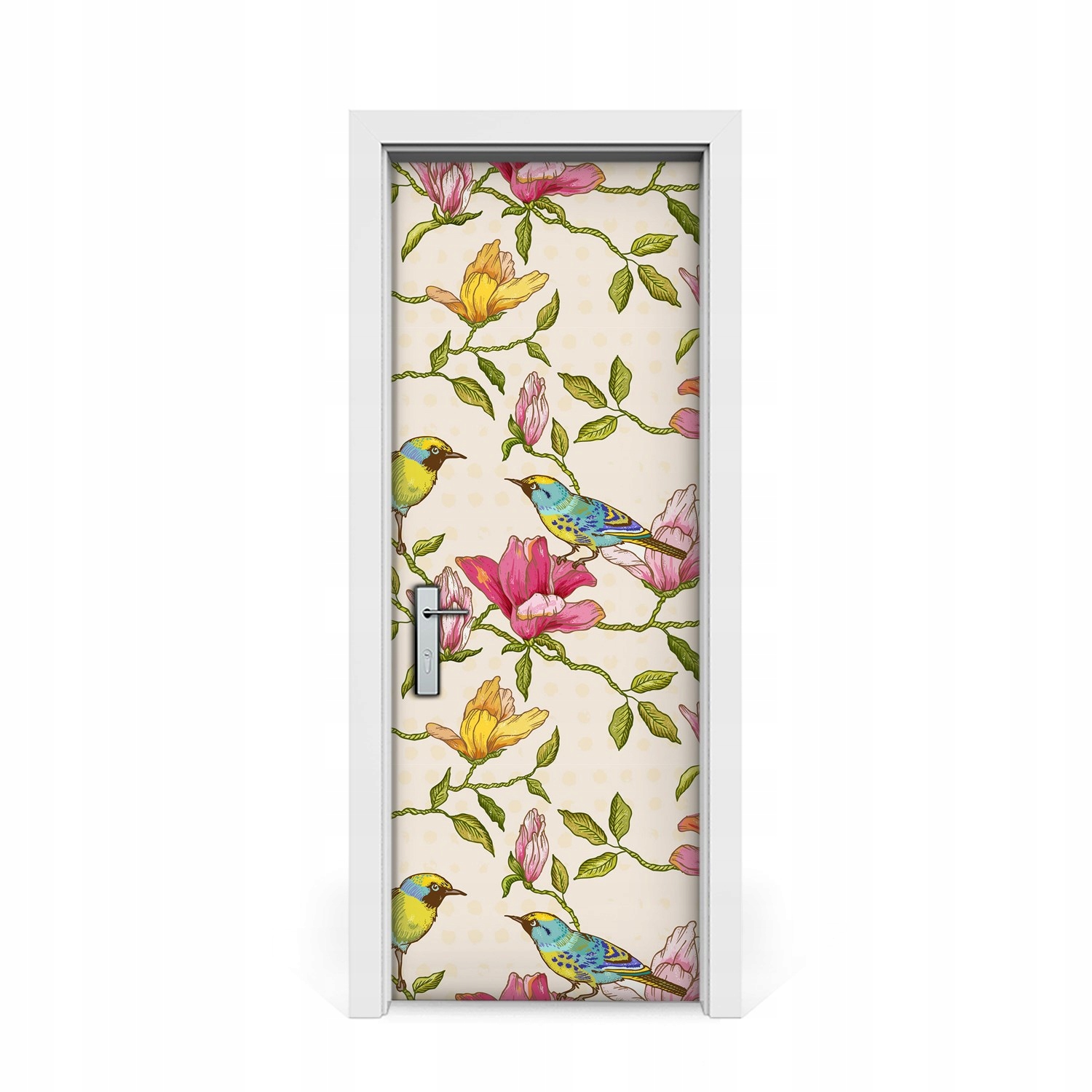 

Okleina naklejka drzwi Kwiaty i Ptaki 75x205