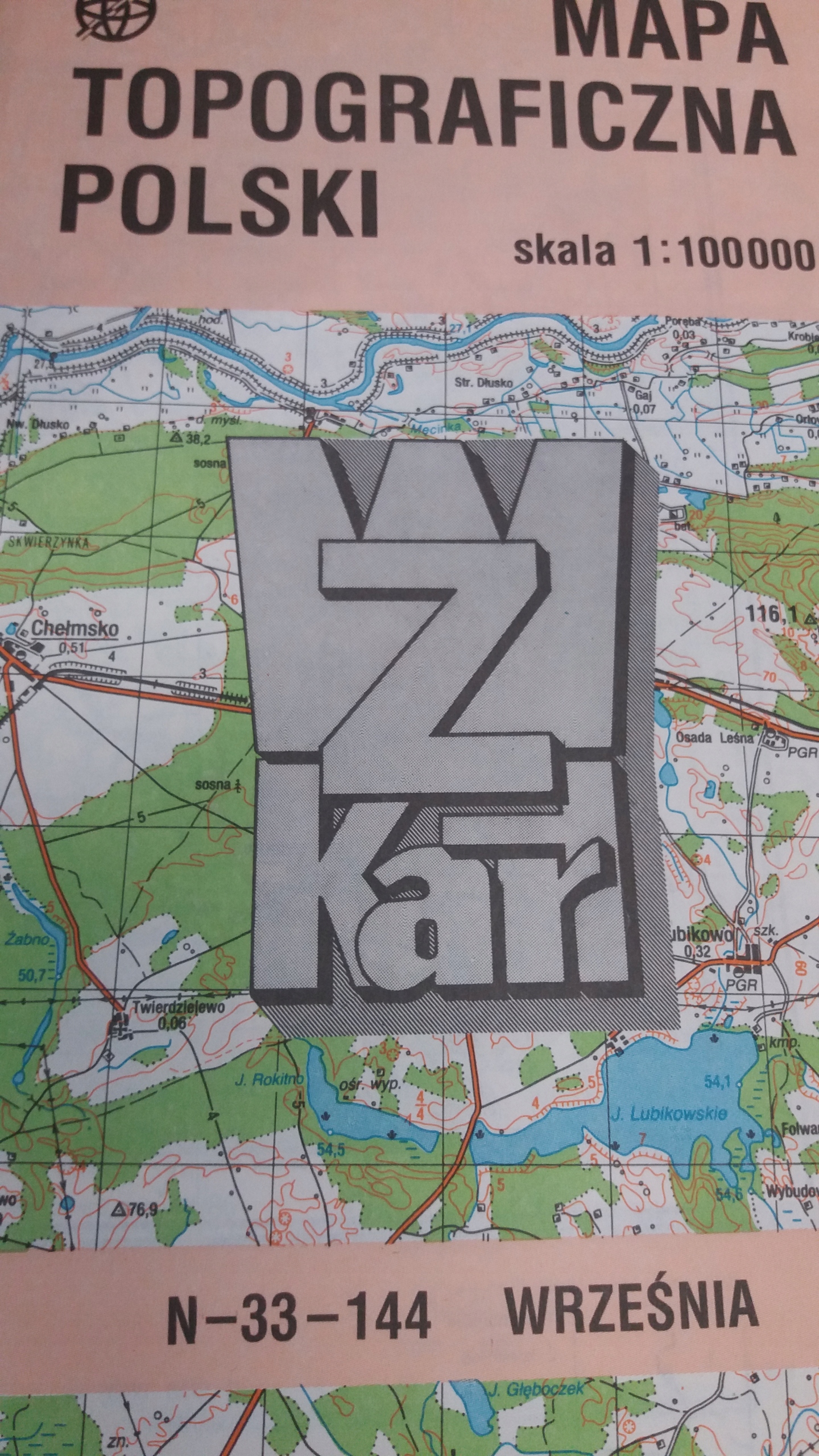 MAPA TOPOGRAFICZNA POLSKI N-33-144 WRZEŚNIA 1991