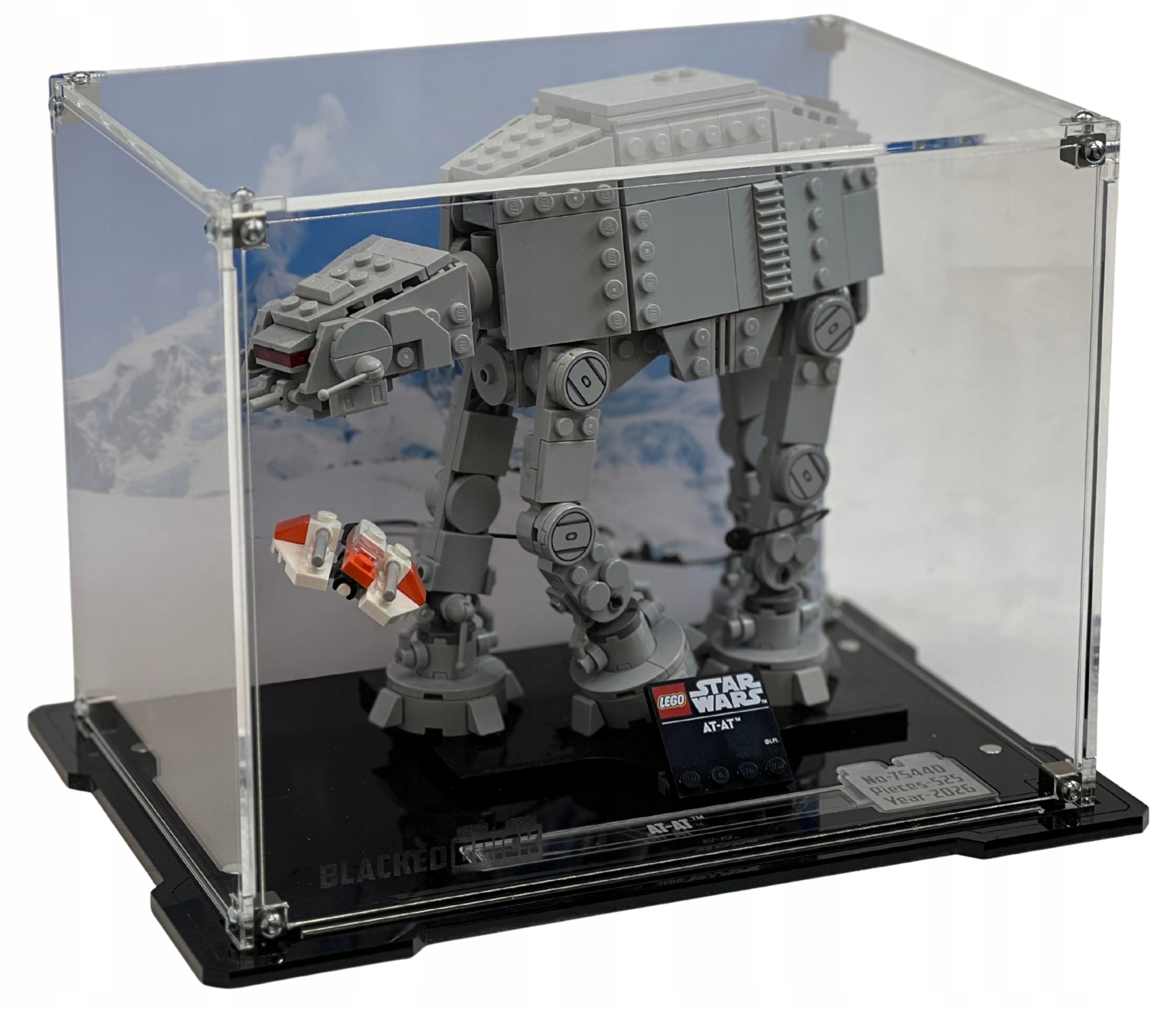 Vitrína s pozadím Blacked Brick pro Lego 75440 Star Wars At-at