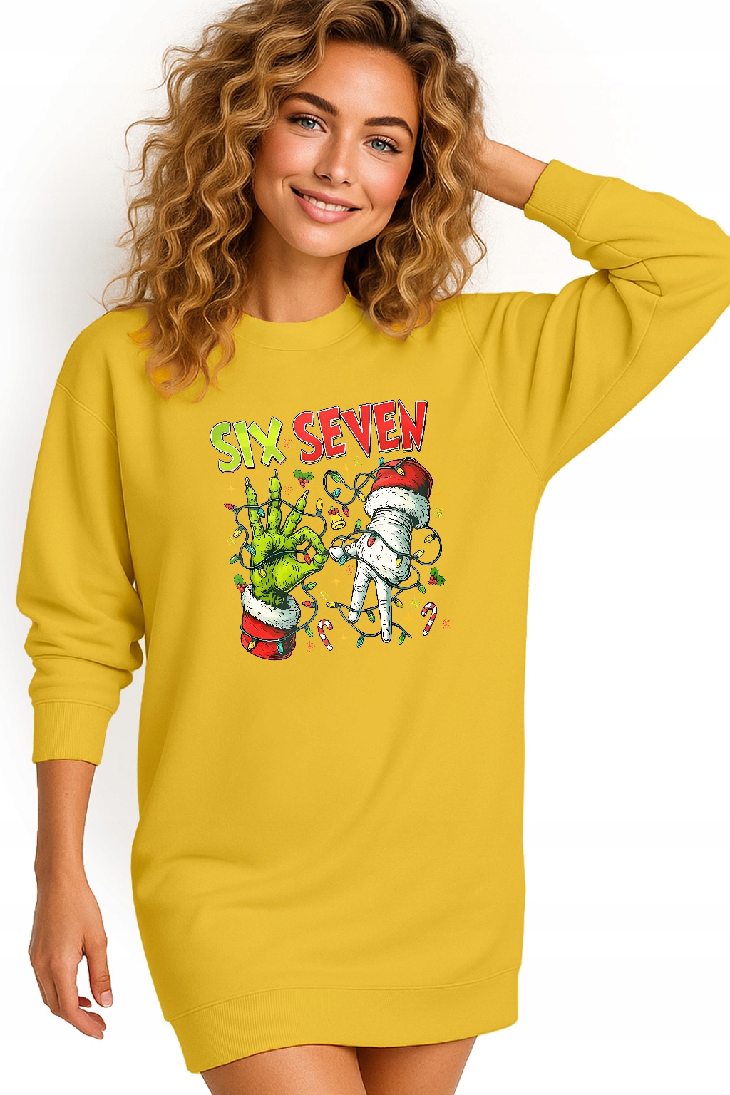 Mikina Vánoční Oversize Šaty Six Seven 67 Grinch Dárek S