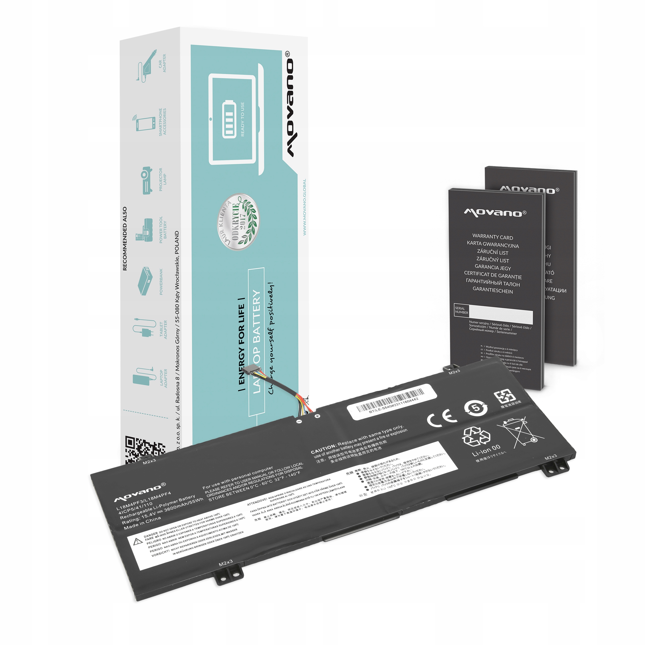 Movano Bateria L18M4PF3 L18C4PF4 do Lenovo IdeaPad S540 - 3200 mAh (49 Wh)