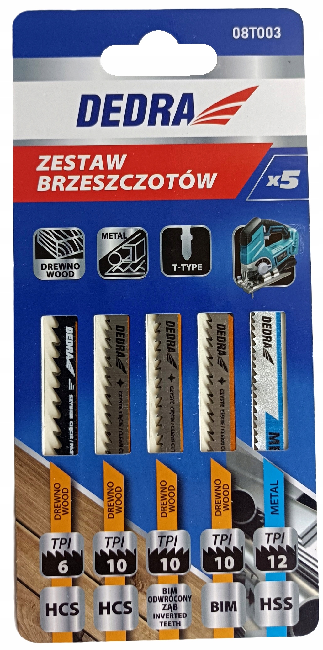 

Brzeszczoty do wyrzynarki zestaw 5szt Dedra 08T003