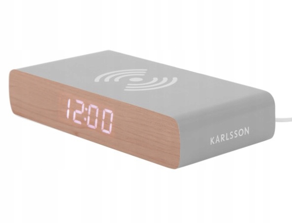 Budík hodiny digitální šedý s indukční nabíječkou Retro Flat