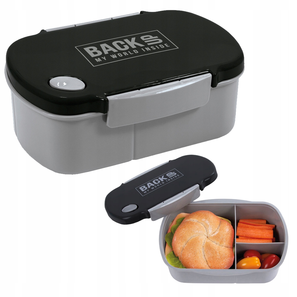 

Śniadaniówka z 2 przegródkami BackUP szaro-czarna