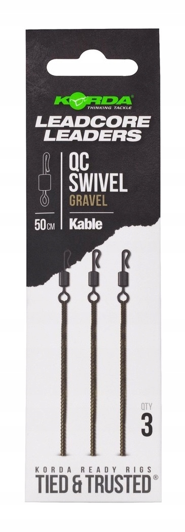 Zestaw Leadcore Leader Qc Swivel Gravel Korda 3szt