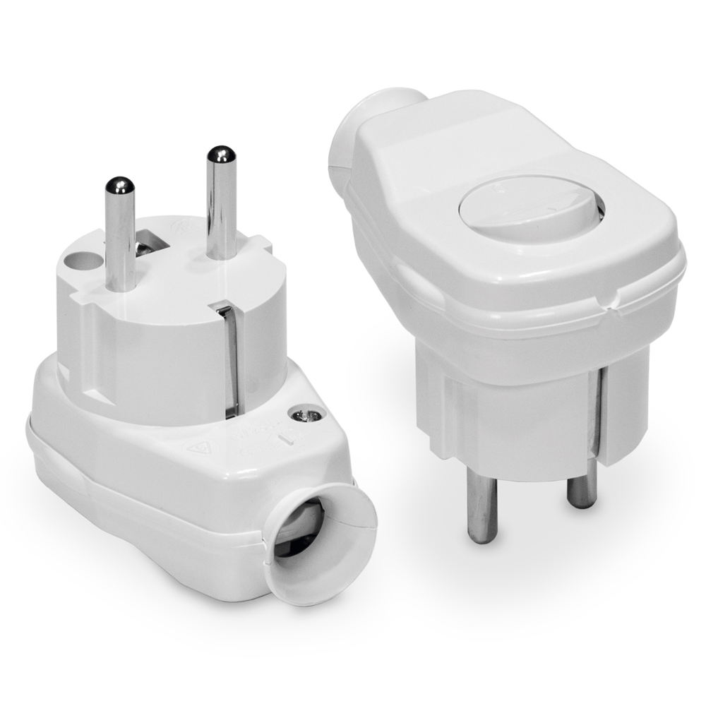 WTYCZKA KĄTOWA Z WYŁĄCZNIKIEM I UZIEMIENIEM BIAŁA