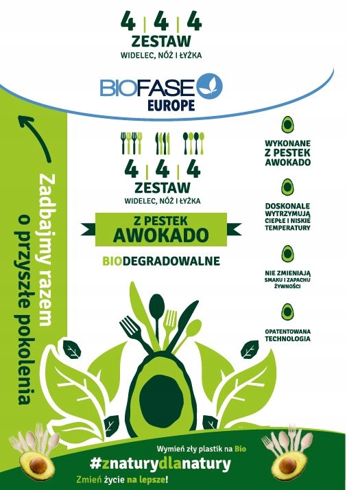 

Biofase, sztućce ekologiczne z awokado 12 szt.