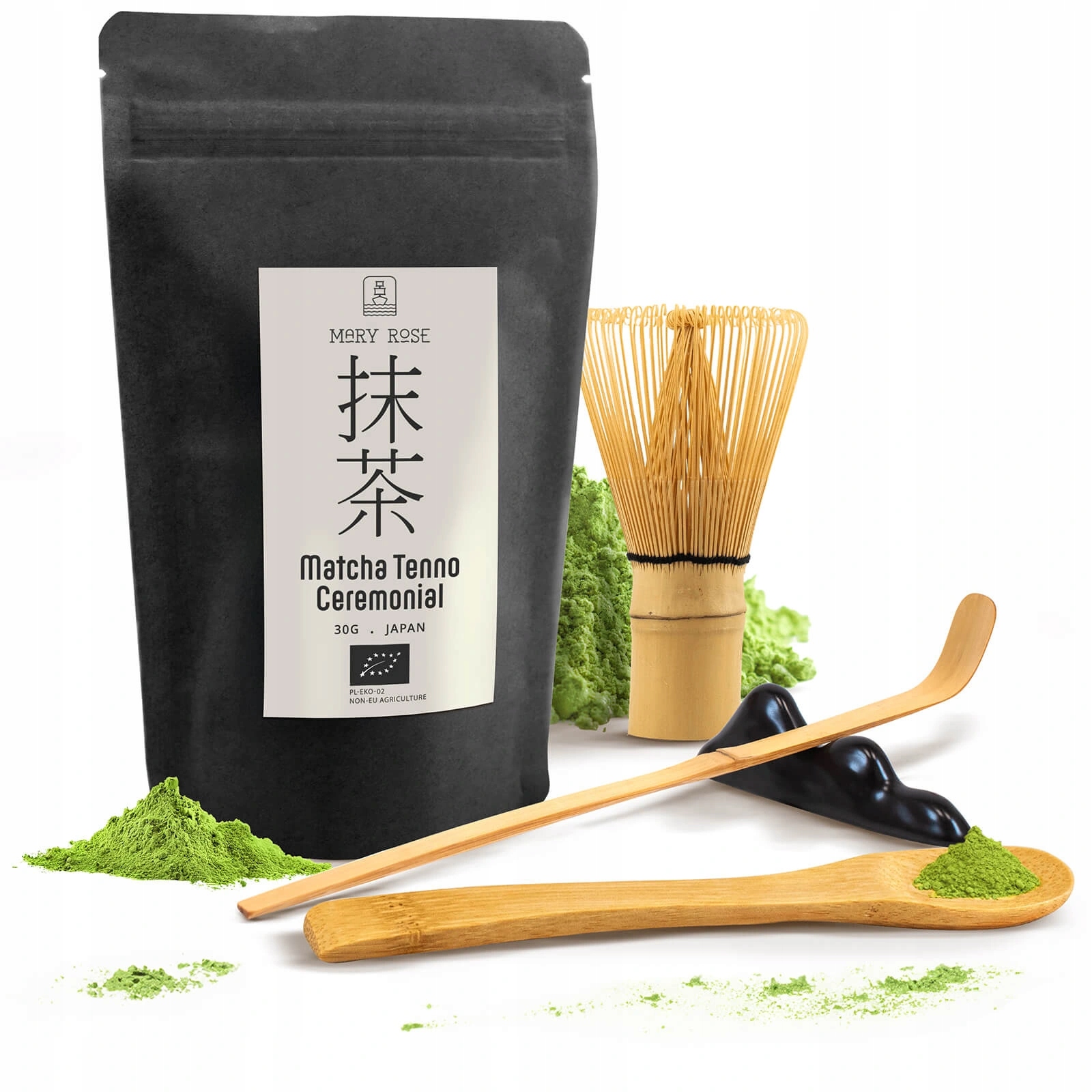 Sada Matcha japonská Ceremoniální certifikovaná Tenno Bio 30 g příslušenství