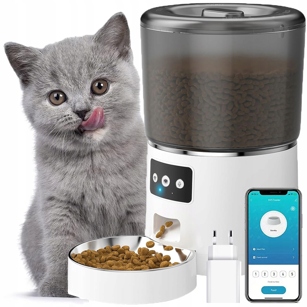 Levně Automatický Inteligentní Dávkovač Krmiva Pro Psa Kočku 4L Bílý