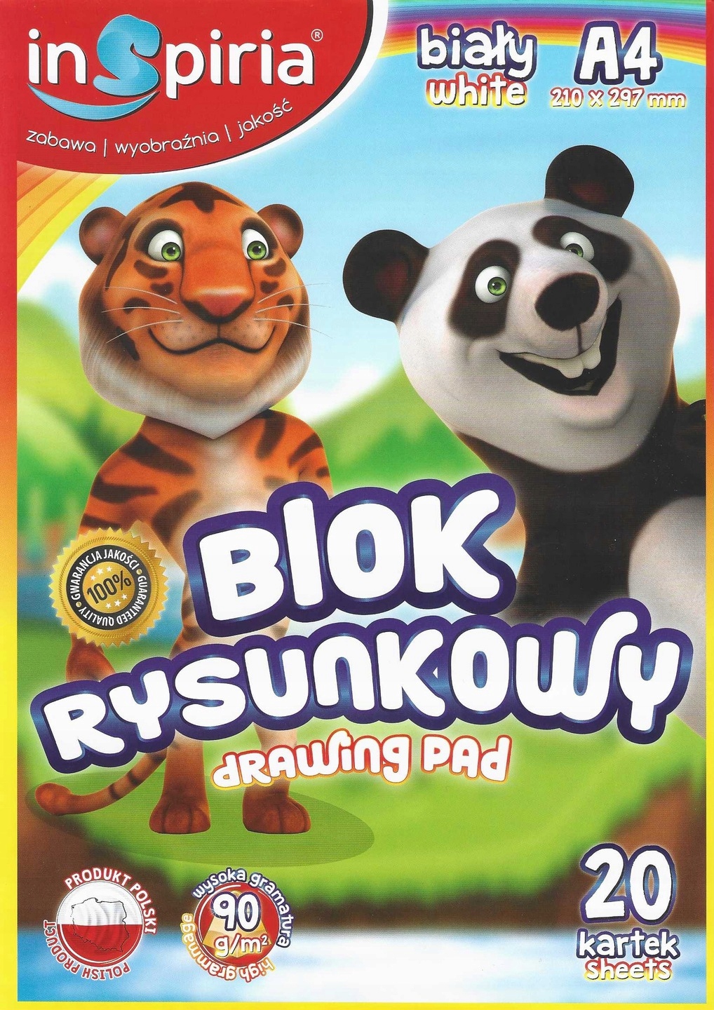 INSPIRIA BLOK RYSUNKOWY BIAŁY A4 20 KARTEK Marka Inspira