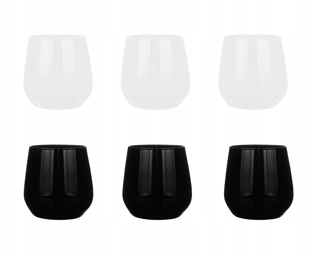 

6 x Białe i Czarne Szklanki Niskie 310 ml, Drinki