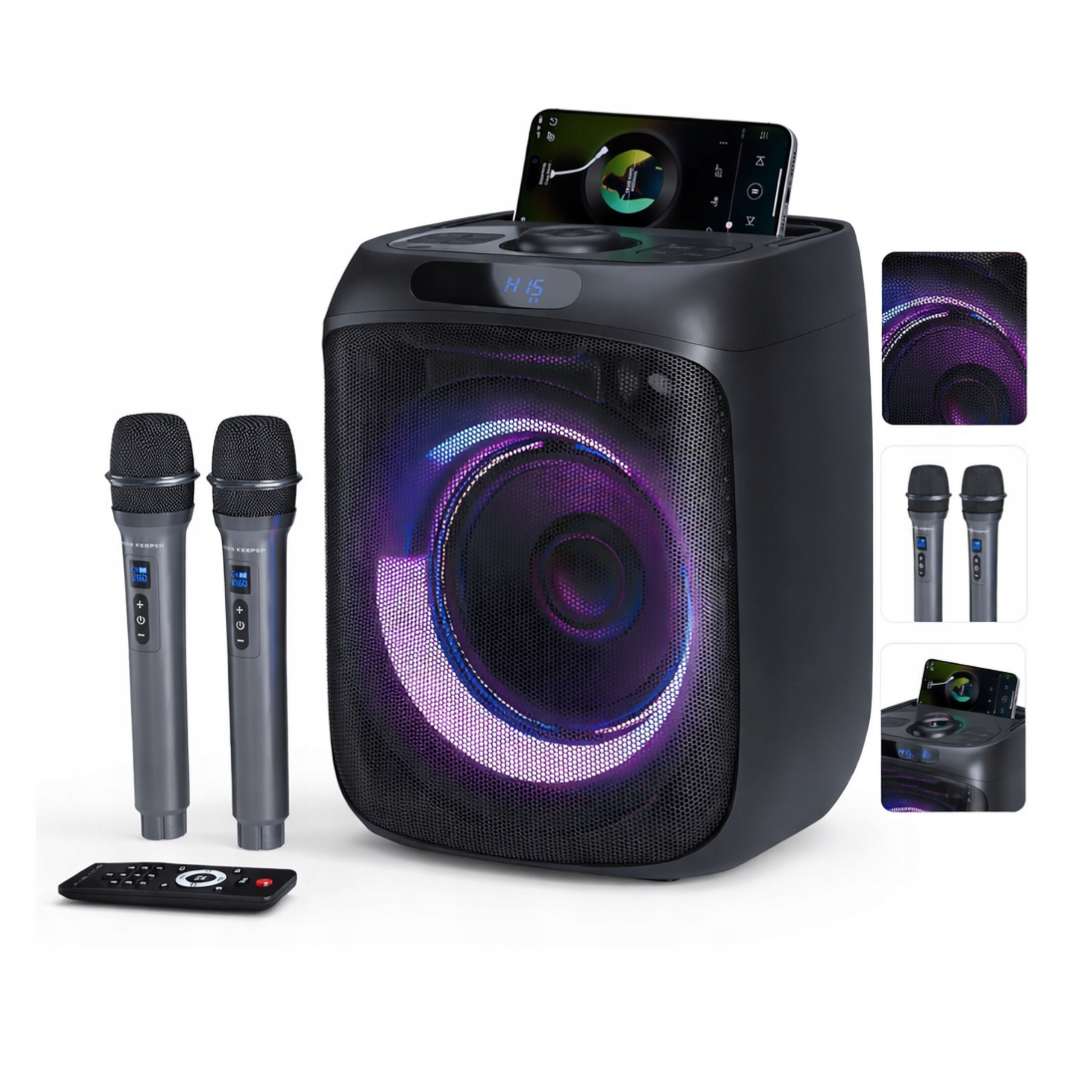 Karaoke Bluetooth 400W s 2 mikrofony Rgb Tws přenosný párty reproduktor