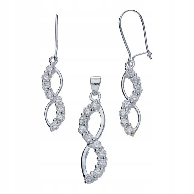 Stříbrná souprava šperků 925: náušnice s očkem a přívěsek se zirkony