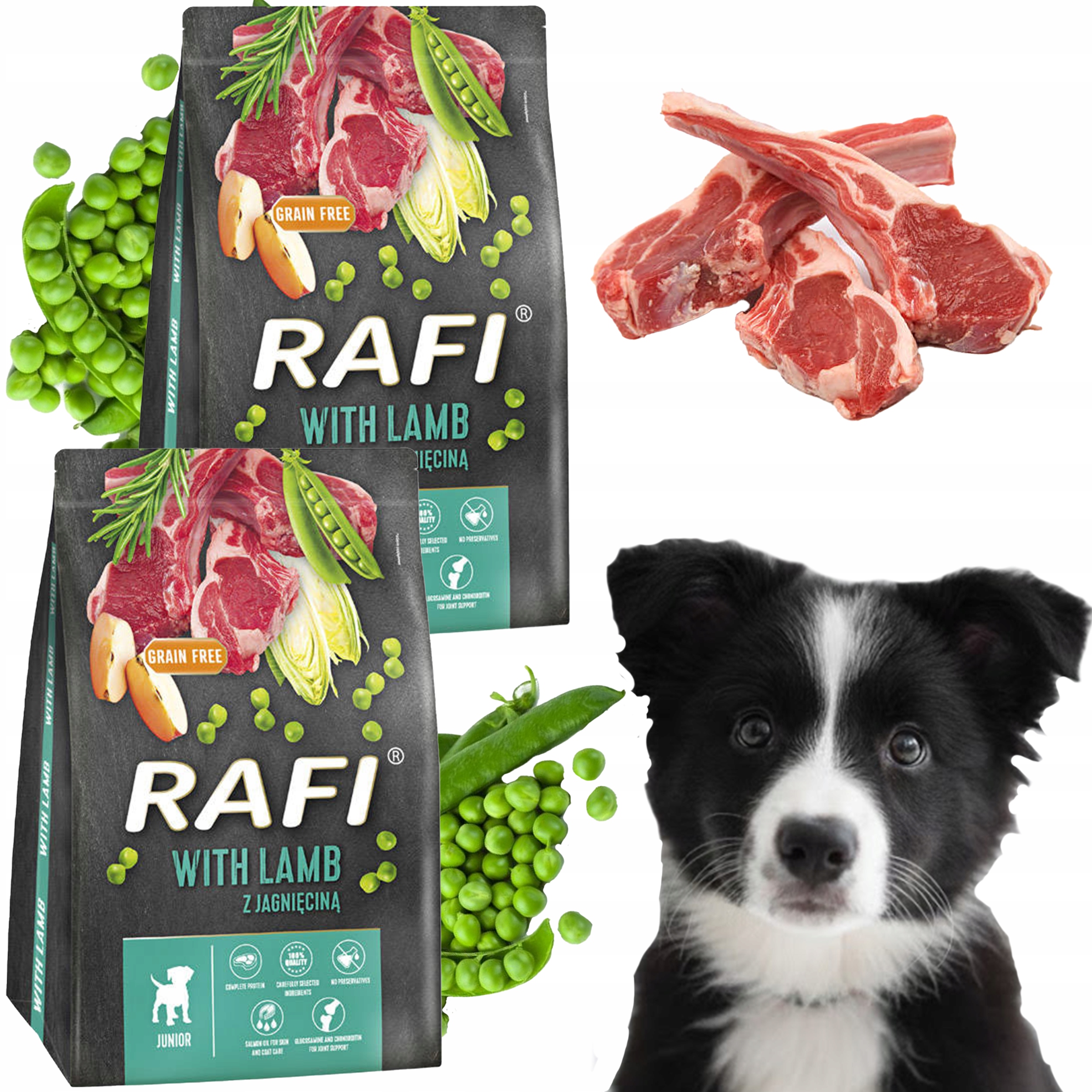 Sucha Karma Dla Psa Rafi Junior Jagnięcina 2x3kg Bez Zbóż Wzrost Szczeniąt