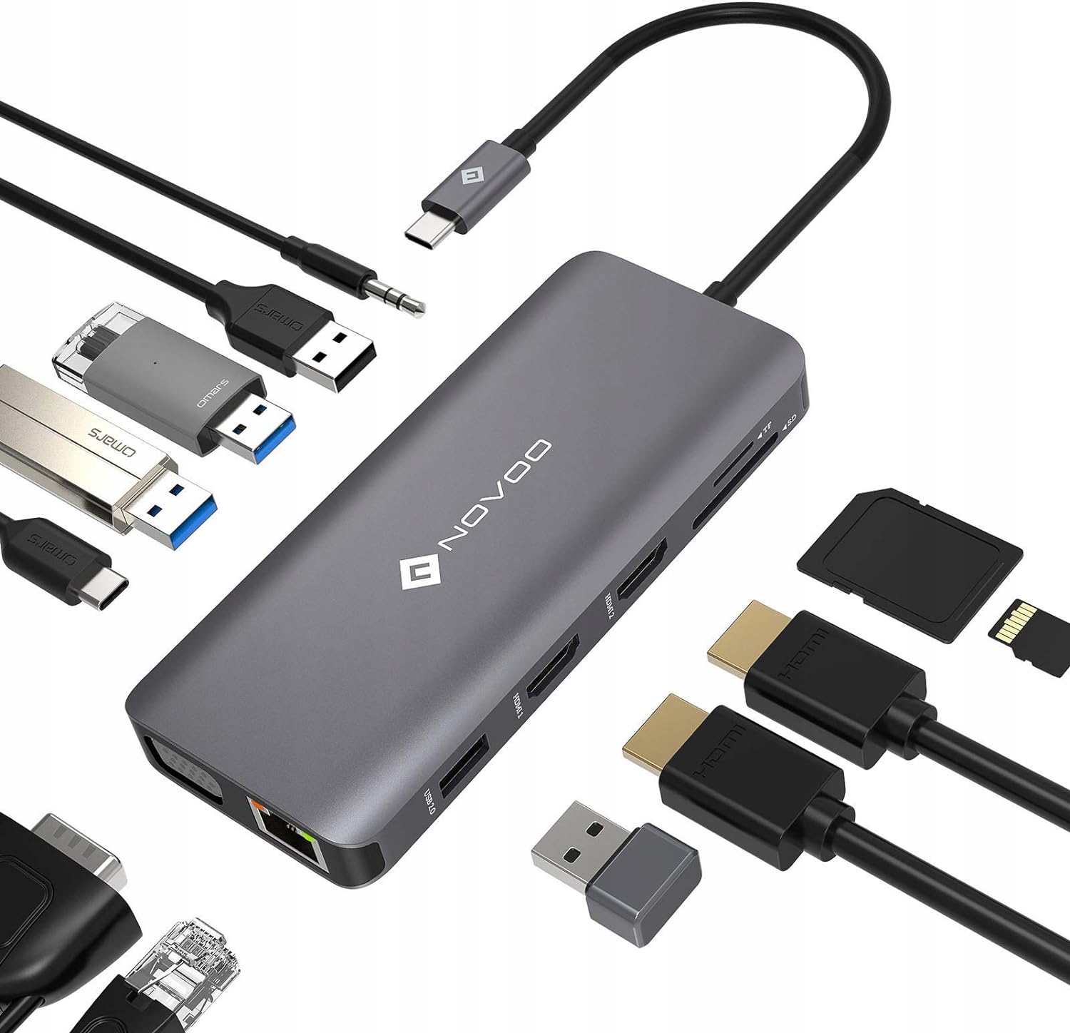 Novoo 12 w 1 stacja dokująca Usb C 100 W Pd Dual 4K Ethernet MacBook