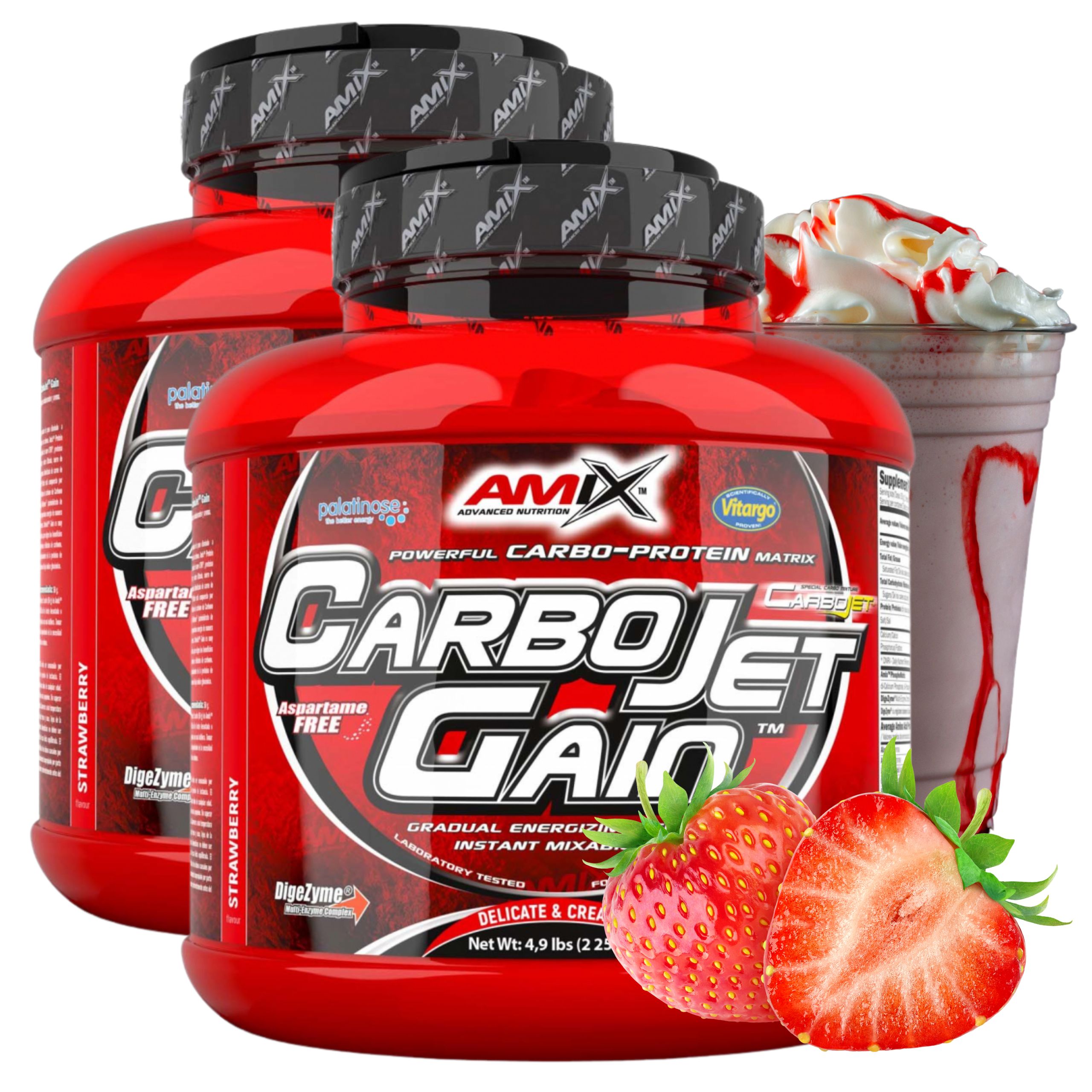 Amix Carbojet Gain Doplněk Stravy na hmotu Vitargo Sacharidy Bílkoviny Cfm 2250 g x2