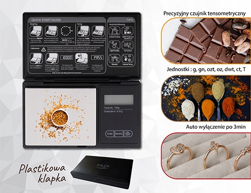 Waga Precyzyjna AD 3176 100g/0.01g Podświetlany Wyświetlacz LCD