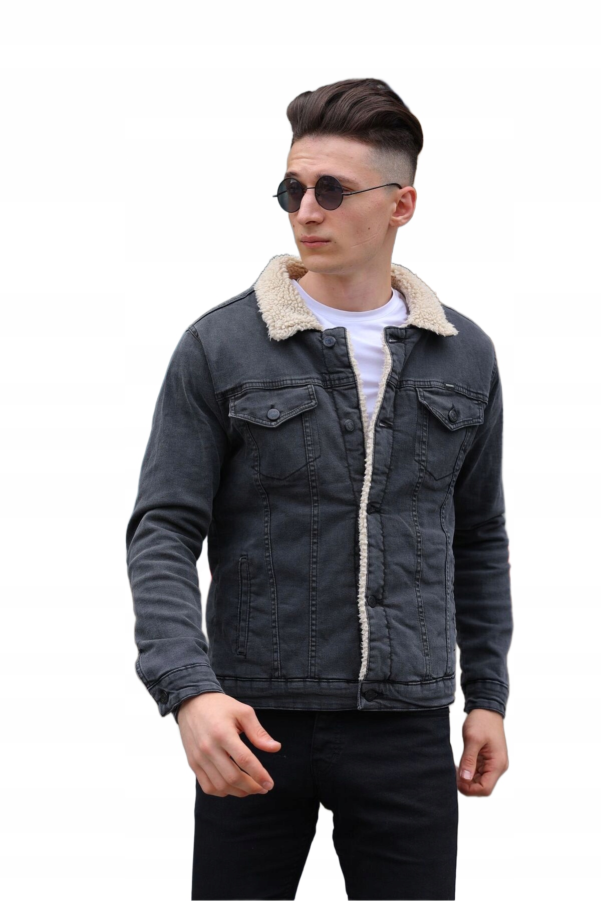 Wekame Černá Džínová Bunda S Kožíškem A Klopami XXL Opa