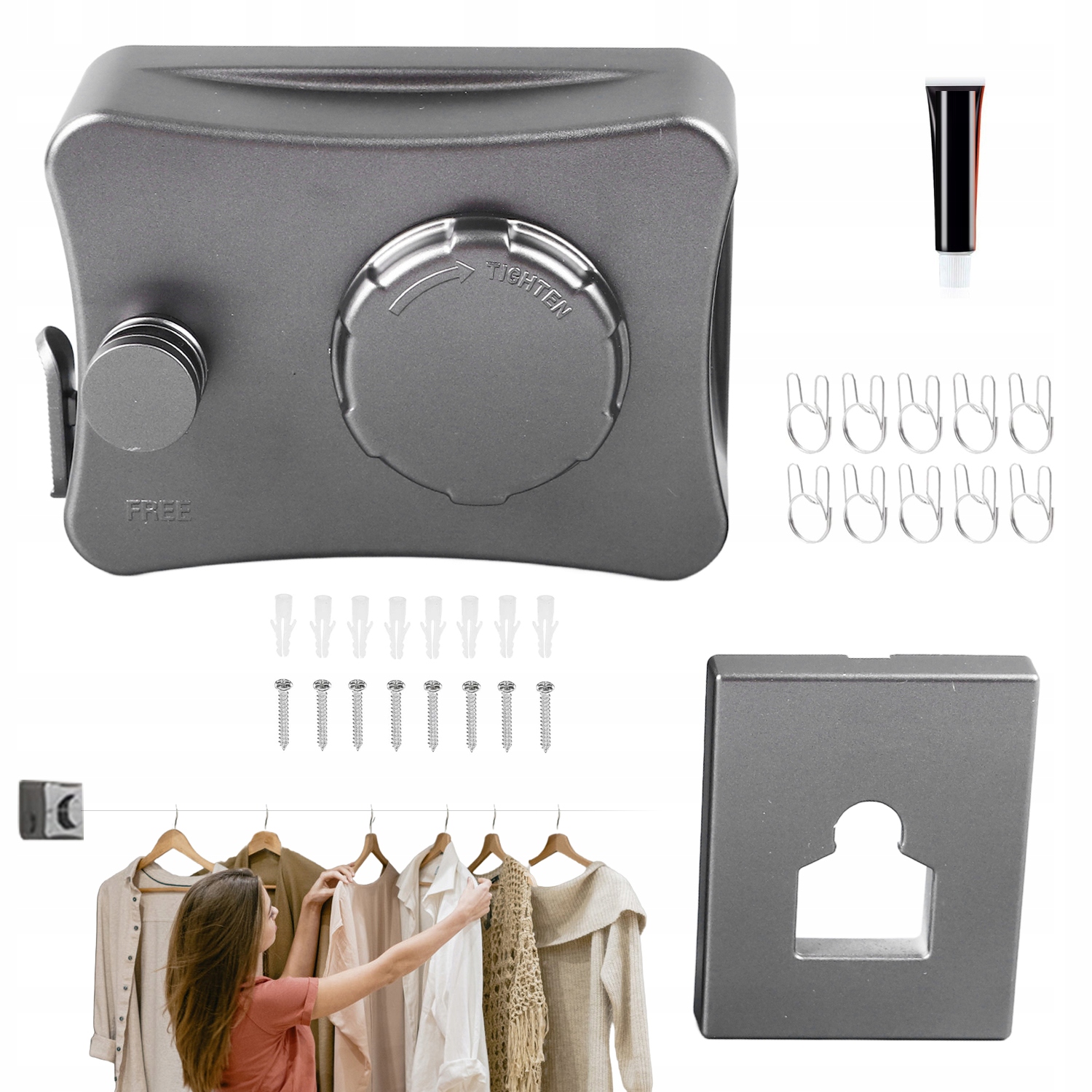 Levně Nástěnná Výsuvná Ocelová Sušicí Šňůra Pro Balkon A Prostory