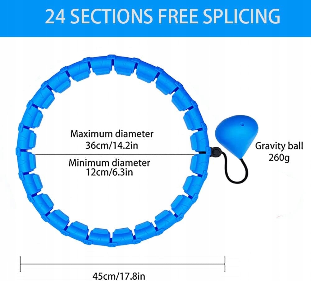 HKESTLDO Smart Hula Hoop 24 elementy+ ciężarek obwód 82-132 cm NIEBIESKIE Kod producenta LPNHE760821301